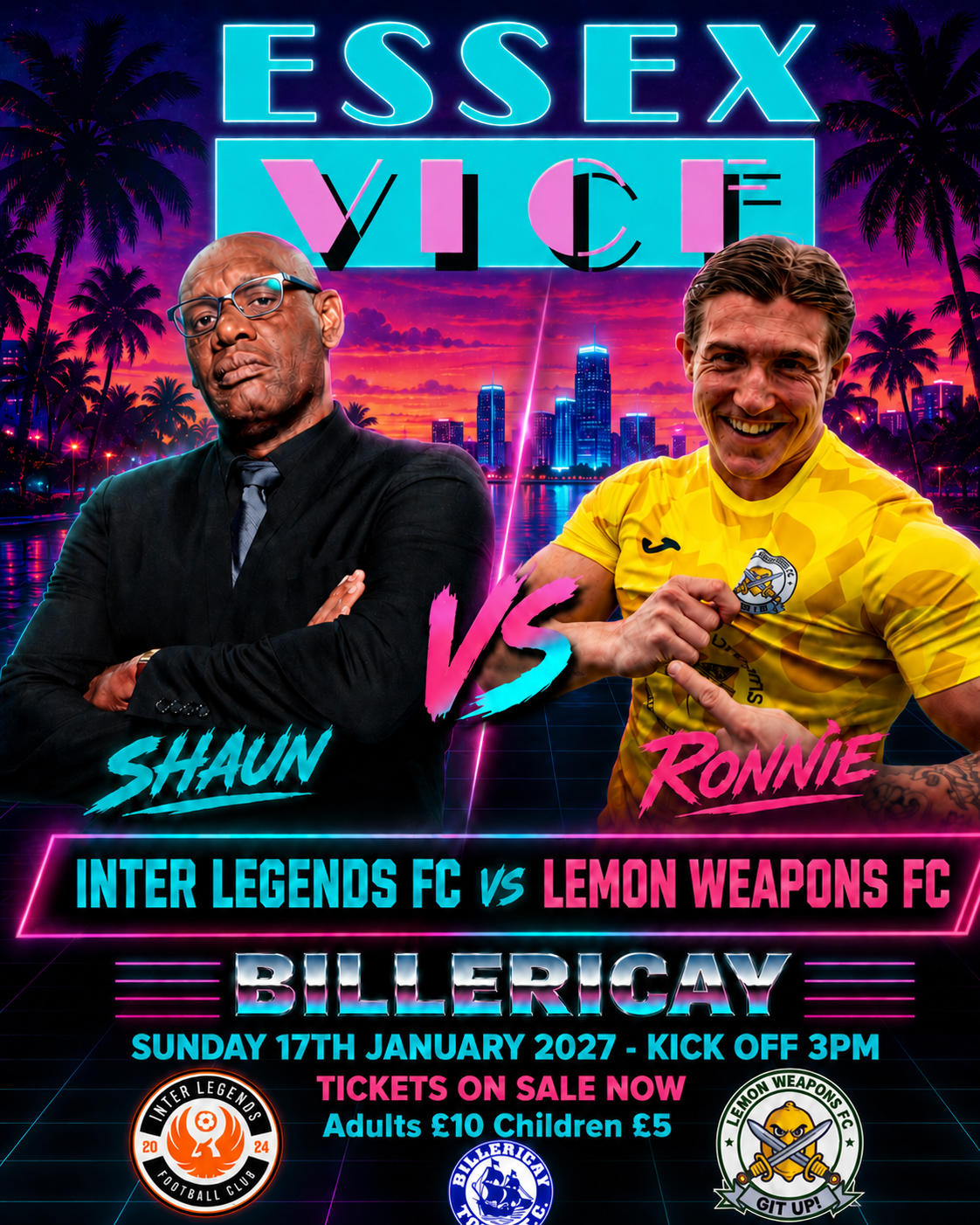 Inter Legends FC vs Lemon Weapons FC | Billericay | Sunday 17 January 2027