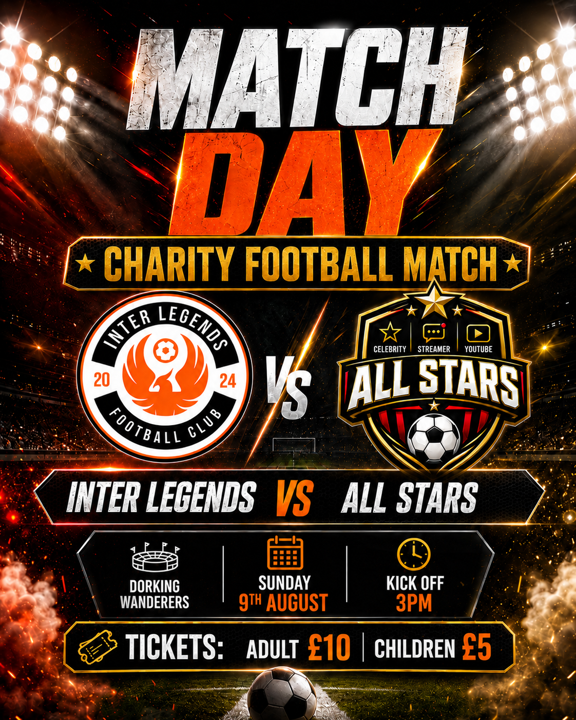Inter Legends vs Celebrity All Stars | Dorking Wanderers - 09/08/26