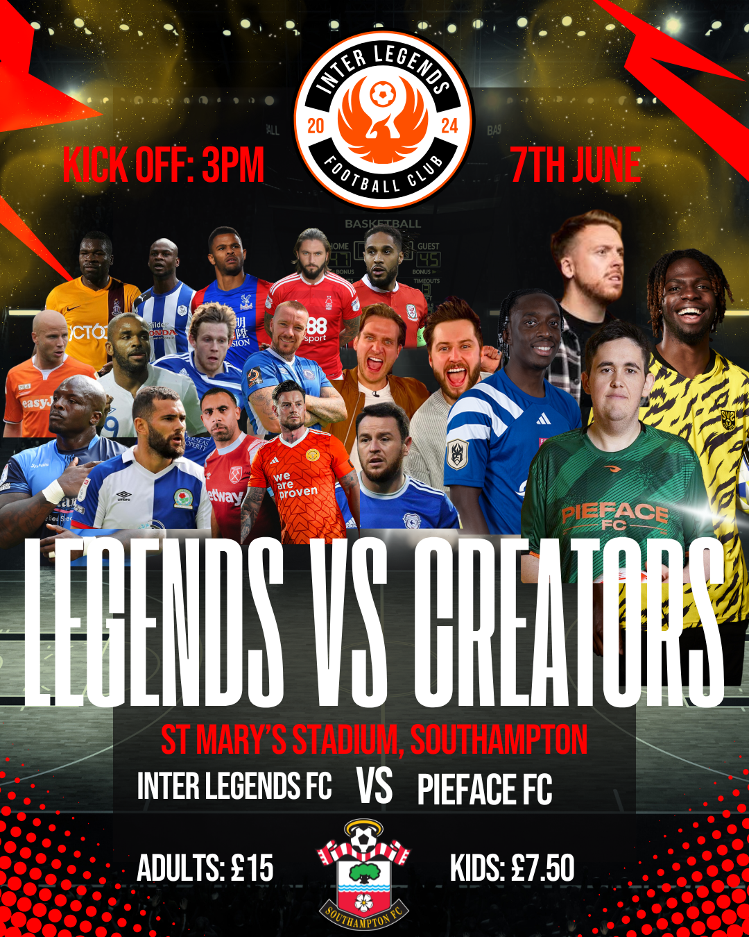 Play For Pieface FC Against Inter Legends FC - Southampton - Inter Legends FC